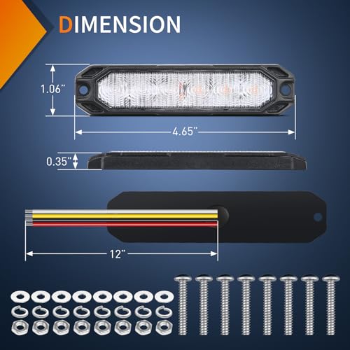 Image of Nilight 6LED Amber Green Emergency Strobe lights Sync Feature Surface Mount | 12V 24V Grille Flashing Warning Hazard Light Ultra Slim for Cars Trucks Van Off Road Vehicles SUV 4PCS