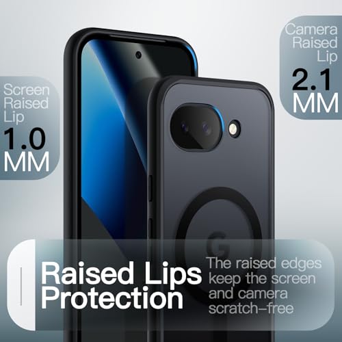 Image of JETech Magnetic Cover Case for Google Pixel 10a, Compatible with MagSafe, Translucent Matte Back Shockproof Phone Cover (Black)