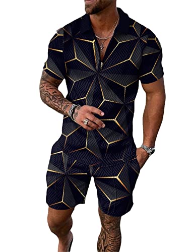 Short de survêtement homme AXEBHPED ensemble polo et t-shirts à revers S