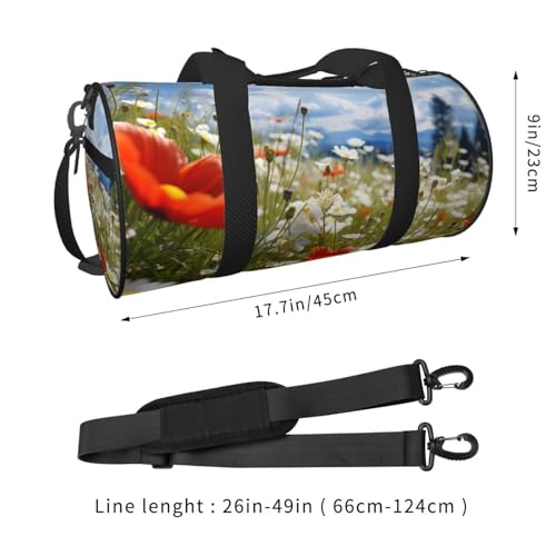 Travel Duffle Bag Lightweight Small Gym Bag Foldable Weekender Overnight Bags with Adjustable Shoulder Strap Carry On Tote Bags Meadow and Daisy Flowers Hospital Bag for Women Men2