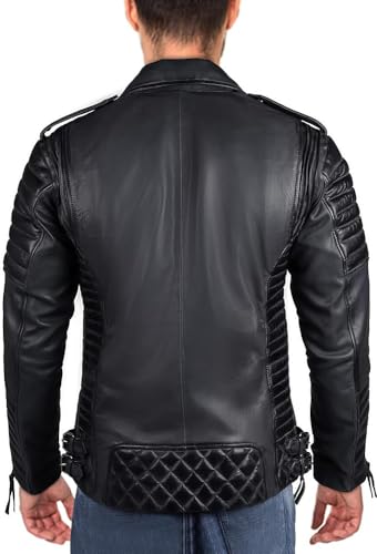 Image of Men Leather Jacket - Lambskin Winter Vintage Motorcycle Biker Jacket, Coat Soft & Stylish Moto Ride & Racing Jacket's