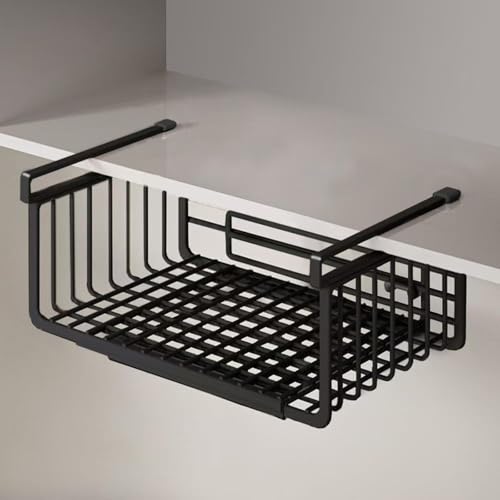 サムコス 吊り下げ収納 差し込み式 収納ラック 36-60CM伸縮 折り畳み式 吊り下げ棚 穴あけ不要 省スペース 掛け式 戸棚下 ラップホルダー 浴室 キッチン 小物 収納 調味料ラック(黒)