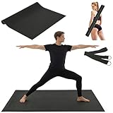 FWTRMRC Large Exercise Mat 4x6 Feet, Extra Wide Yoga Mat 6mm Thick, Non-Slip PVC Workout Mat, Perfect Fitness Floor Roll for Home Gym Flooring, with Carry Strap & Storage Bag