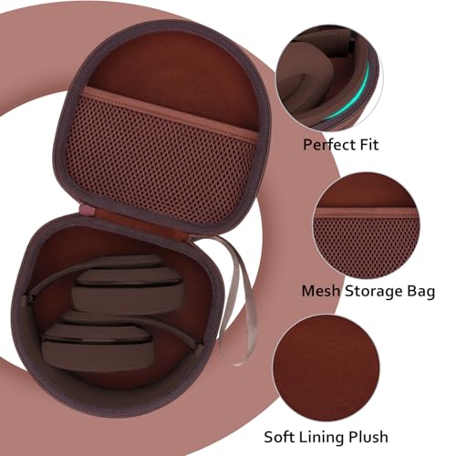 Image of Headphone Headset Case for Beats Studio Pro Solo 4 /JLab JBuds Lux ANC /JBL /TOZO /BERIBES /Picun /KVIDIO Noise Cancelling Over-Ear Foldable Headphone, Brown