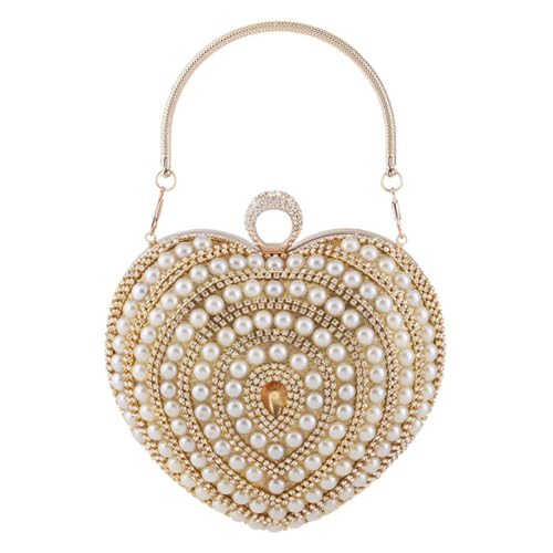 Minaudière de soirée en cœur polyester et métal sac à main strass pour fête