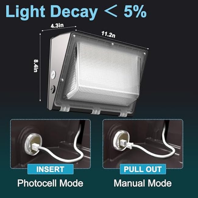 Lightdot 2Pack 150W LED Wall Pack Lights, 100-277v Dusk to Dawn Photocell, 22500Lm(150Lm/W) 5000K IP65 Waterproof Outdoor Exterior Lighting, Energy Saving, ETL | 5-Year Warranty(Height:10~20ft)