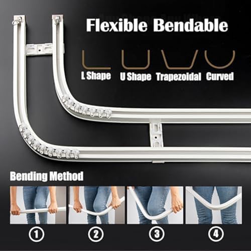 Riel de cortina flexible doblable doble curva recto techo pared niños 4,5m 3