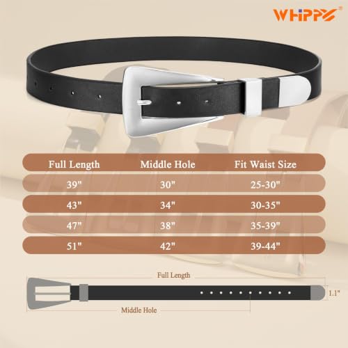 Image of WHIPPY 2 Pack Women Leather Belts Ladies Fashion Casual Waist Belt