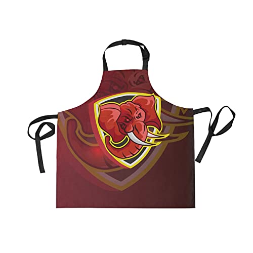 Sawhonn Carino Re Elefante Thailandese Grembiule da Cucina Chef Donna Uomo Cuoco Regolabile Grembiuli con 2 Tasche da 1pz Ristorante Cottura BBQ Bar Cameriere