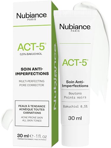 NUBIANCE - ACT-5 30 ml - Crema anti-acne viso - Regolazione sebo - Per tutti i tipi di pelle - Senza effetti secchezza - Antiimperfezioni