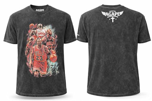 AGÁPE Michael Jordan #23 Graphic T-Shirt, Mineral Wash, Cotton, Crew Neck, Short Sleeve, Unisex Adult