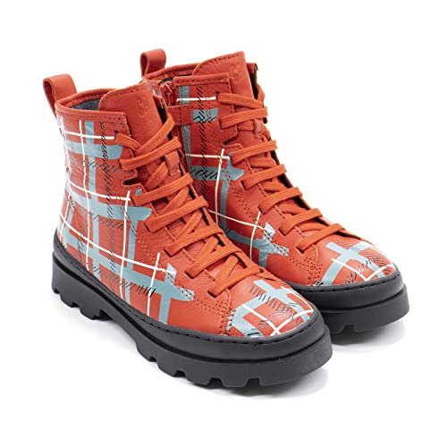 Camper Girls Brutus Leather Boot, Red White,10 M US