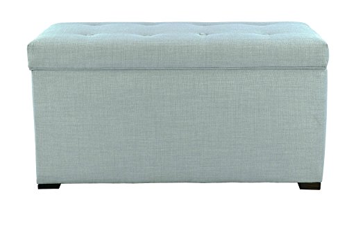 MJL Furniture Designs Angela Collection Button Tufted Upholstered Lift Top Medium Sized Bedroom Chest Storage Trunk, HJM100 Series, Sea Mist
