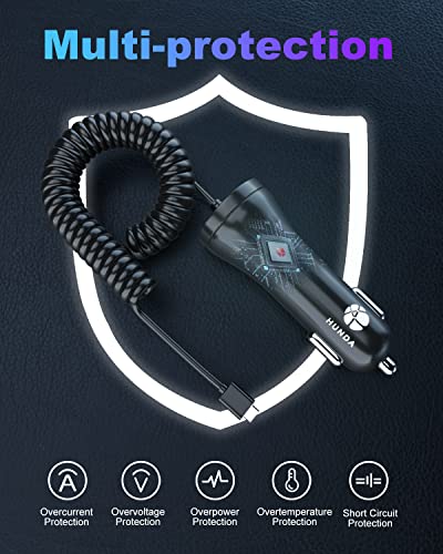 Micro Usb Car Charger, Hunda 24W/4.8A Rapid Dual Car Charger Adapter Quick Charge With Coiled Usb Cable, Fast Car Charging For Android Phones, Cameras And Other Devices #TOP2