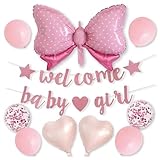 【風船屋】女の子 飾り付け セット ウェルカムベビー 赤ちゃん バルーン 誕生祝い 退院 ジェンダーリビール バースデー サプライズ ベビーフォト ベビーシャワー 絆 女子 (女の子ベビー)