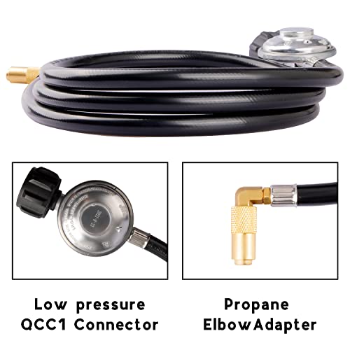 DOZYANT 6 Feet Propane Regulator and Hose with Elbow Adapter for Blackstone 17 inch and 22 inch Table Top Griddle, Replacement Parts Connect to Large 20 Propane Tank - Thumbnail 4