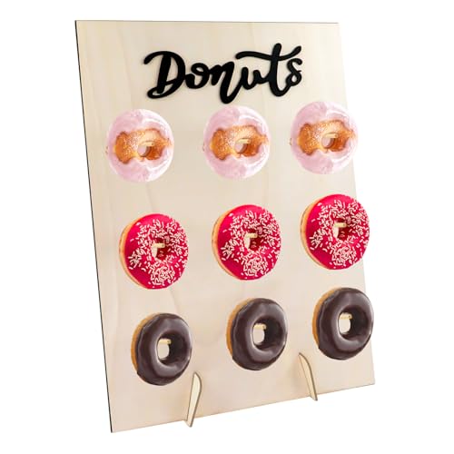 alwaiiz Donut Ständer 40 x 30cm 9 LöCher Holz Donut Wand Donuts Ständer für Geburtstage Partys Konditoreie und Hochzeiten