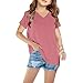 Tshirts for Girls,Girls Oversized V Neck Tshirts Summer Fashion Plain Short Sleeve Tops Cute Preppy Blouse Tees Tunic Shirts 3-14 Years