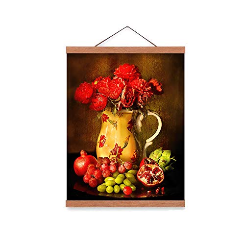 Yiomxhi Magnetic Poster Hanger Frame, 24x36 24x32 24x18 Light Wood Wooden Magnet Canvas