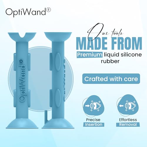 OptiWand - Portable Soft Contact Lens Removal & Insertion Tool - Silicone Rubber Eye Lens Inserter & Remover Device with Pincher End & Finger Grips - Safe & Easy to Use, Travel Size – 1.75"