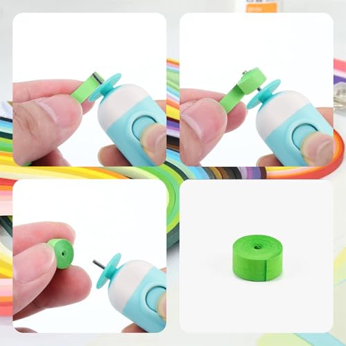Flylin 2 Stück Elektrischer Quilling-Stift, Quilling Werkzeug Elektrisch mit Edelstahl-Kopf, Quilling Slotted Tool Pen für Allgemeine Quilling Papierstreifen und Breitere Quilling Papie(Blau+Rosa)