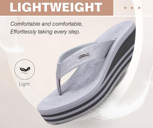 Image of ONCAI Women's Platform Wedge Flip Flops Trendy Dressy Womans Summer Flatform Chunky Heel Sandals with Comfortable Walking Outdoor Rubber Soles (US Size 5-11)
