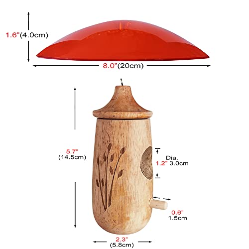 Wooden Hummingbird Houses For Outside Hanging With Red Rain Cover, No Painting Natural Wood Nest For Outdoor Decoration To Garden #TOP1