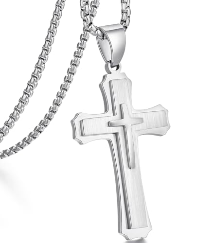 Collier croix hommes et femmes jiamiaoi en acier durable, finitions soignées