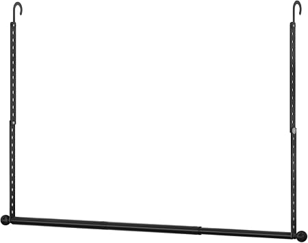 SUTINE Closet Rods for Hanging Clothes, Adjustable Metal Closet Extender Hanging Rod, Space-Saving Closet Rod Extender Clothes Hanging Bar, Closet Poles for Hanging Clothes Black, 31.5-47.2 IN