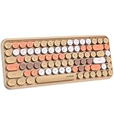 LexonTech Teclado Inalámbrico Bluetooth FELICON 308i, Diseño Retro De With Gradient Colorful Round Keycaps And Cute Magnetic Cat Doll 84 Keys Multi Device Keyboard For Ipad Laptop Pc Win P 132210223