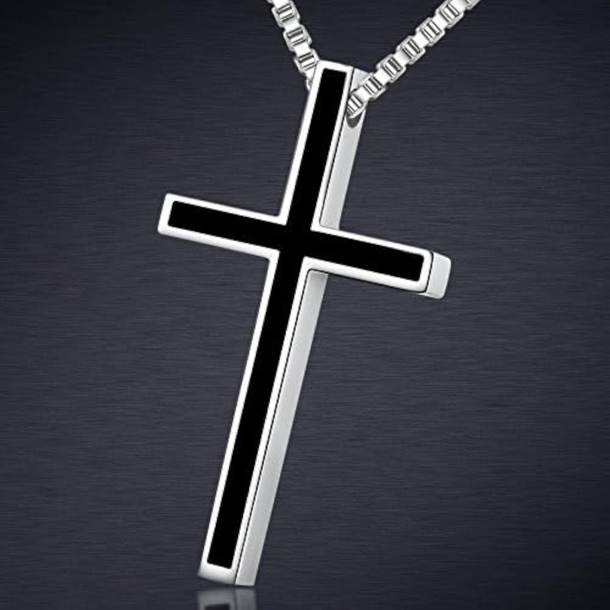 Unisex Titanium Steel Rolo Chain with Crucifix Cross Pendant