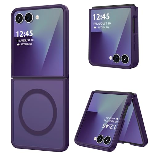 DUEDUE for Samsung Galaxy Z Flip 7 Case Magnetic[Compatible with MagSafe], Dual Layer Anti-Scratch Shockproof Cover Slim Full Protective Phone Case for Galaxy Z Flip 7 6.9", Purple