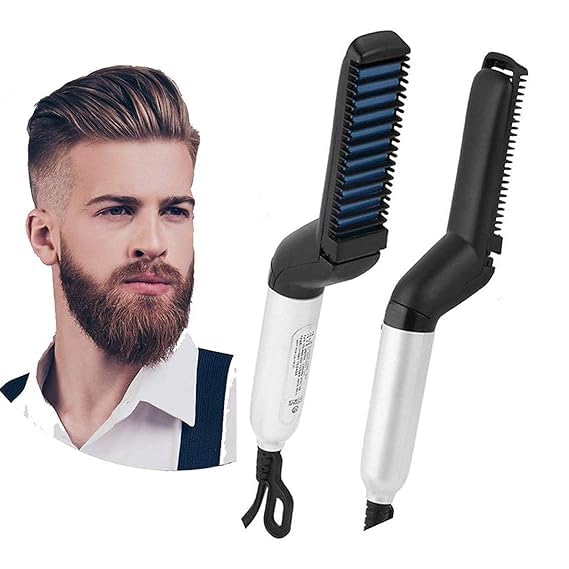 Fulkiza Electric 01 Comb for Men Hair Straightener – Men Quick Beard Straightener Styler Comb – Side Hair Detangling – Multi functional.
