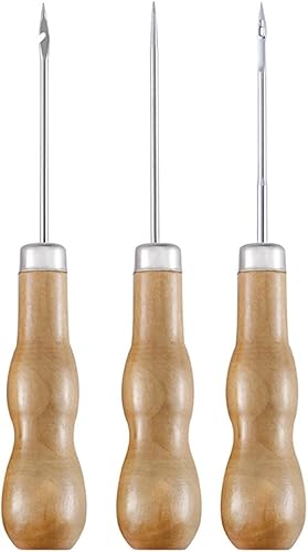 Miniatura 5 de Bydezcon Profesional de cuero mango de madera herramienta punzón costura costura herramientas de mano accesorios Pin punzonado para agujero de bolsa