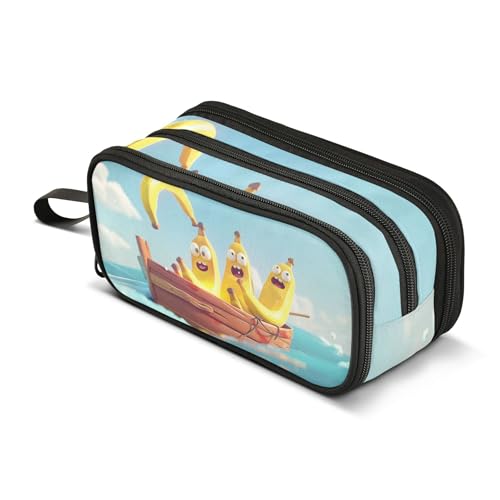 Image of Pencil Case Large Pen Bag with Zipper Banana Funny | 3-Compartment Aesthetic Pencil Pouch Stationery Storage and Organizer, Marker Case School Supplies for Teen Adult Girls Boys