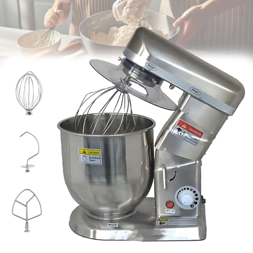 Zowdrix Batidora De Pie 3 En 1, Batidora EléCtrica Multifuncional De 500W con Gancho Amasador, Batidor Y Paleta, Batidora De 3 Velocidades para Hornear Y Cocinar Silver-7L