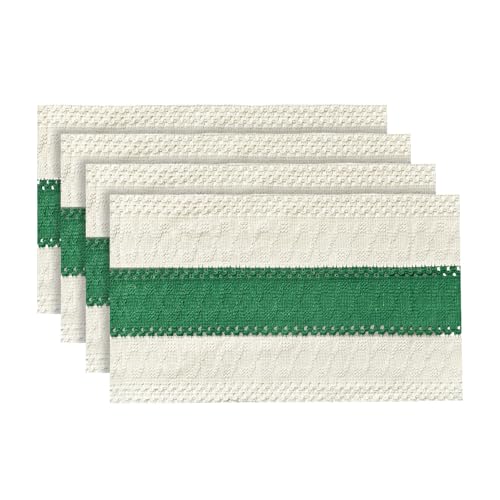 Artoid Mode Dark Green Christmas Rustic Placemats Set of 4-12x18 Inch