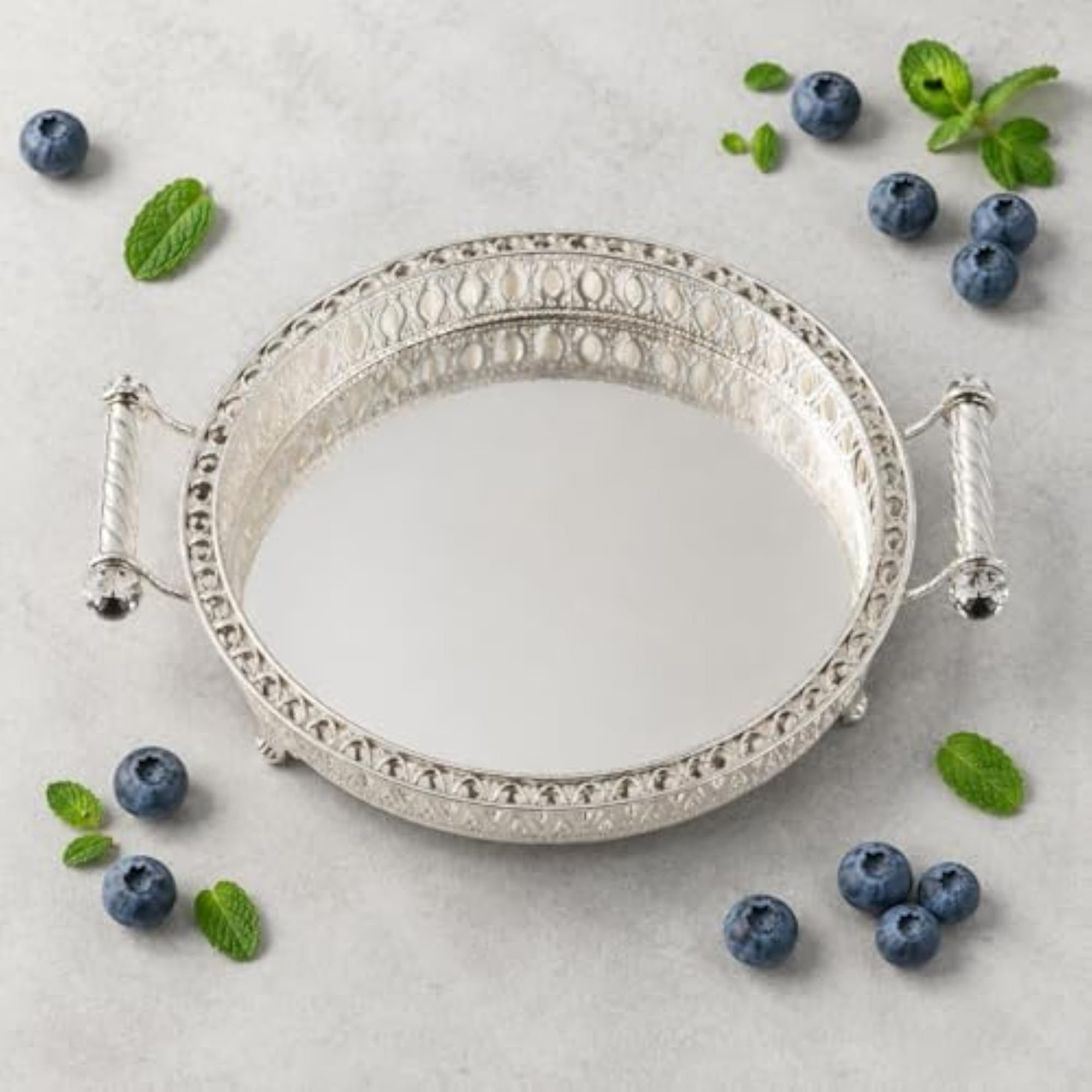Openwork Filigree Decorative Tray, Silver
