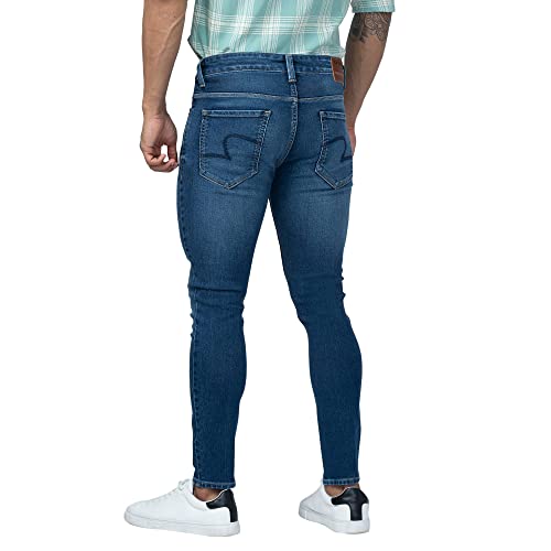 Image of Spykar Men Mid Rise Cotton Slim Fit Tapered Length Jeans (Kano)