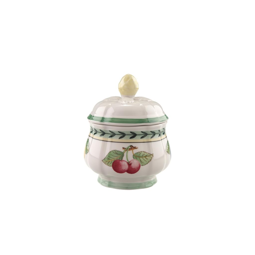 Villeroy & Boch French Garden Fleurence Covered Sugar, 6.75 oz, Premium Porcelain, White/Multicolored
