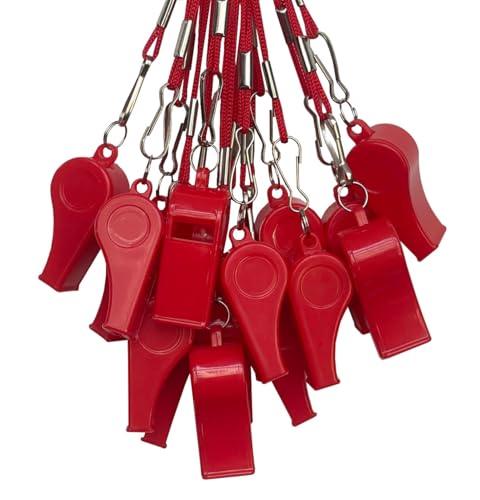 DYBADYSA 20 Pcs Red Plastic Loud Whistles with Lanyard for Referee Coaches Basketball Football Sports Training Game Event Lifeguard Survival Emergency Fun School Kids Tool Set Suppliers