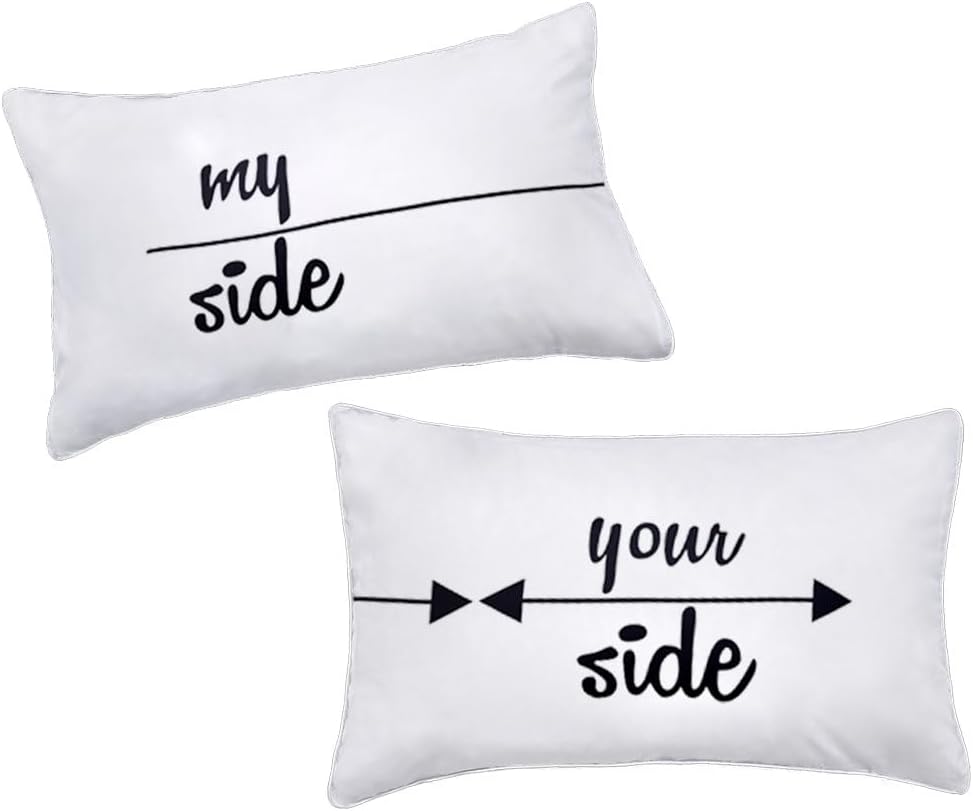 My Side and Your Side Couples Pillowcases,His Hers Pillow Case,Funny Couples Gifts For Wedding Anniversary Engagement V-day Chirstmas.Cute His and Hers Gifts for Couples