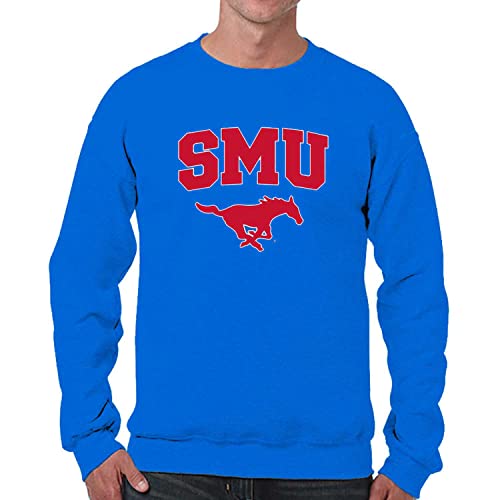 Campus ColorsCampus Colors Adult Arch & Logo Soft Style Gameday Crewneck Sweatshirt (SMU Mustangs - Blue, Large)