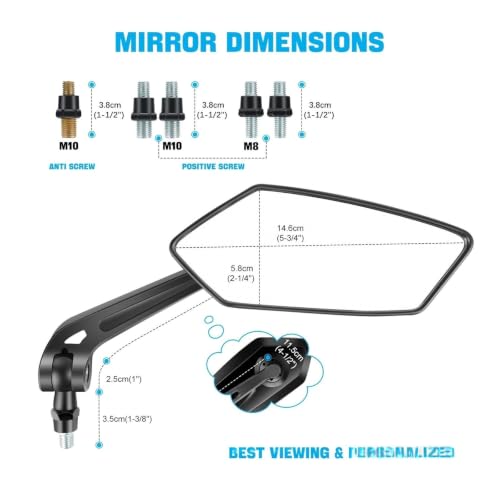 Espejo retrovisor moto transparente con cristal de alta nitidez y rosca 10mm 5