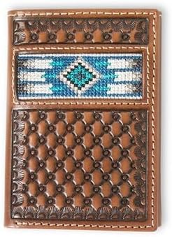 ARIAT Trifold Southwest Inlay Wallet, Brown