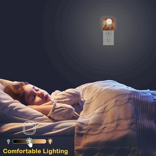 Image of Abstract Mountains Sun Night Light, Plug-in Wall Led Night Lights Decor for Boys Girls Room Decor,Nightlights with Light sensors 0.5W