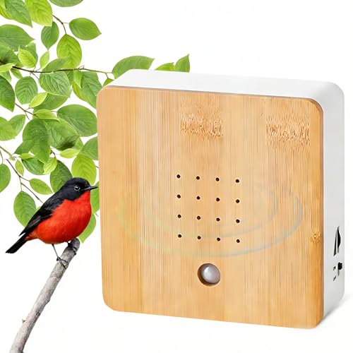 ZRZTM Boîte sonore pour Oiseaux, Boîte à bruits d'oiseaux avec Support Mural, Détecteur de Mouvement gazouillant des Oiseaux, Chant d'oiseaux Relaxant pour Salle de Bain, Spa et détente