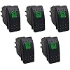 XT AUTO 12V 20 Amp 3pins Green Light Rocker Switch Kit 5-pack