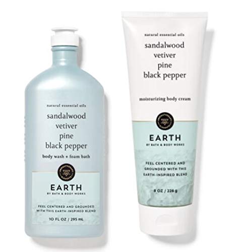 Bath and Body Works - Aromatherapy - Earth – 2 pc Gift Set - Body Wash + Foam Bath and Moisturizing Body Cream - Full Size