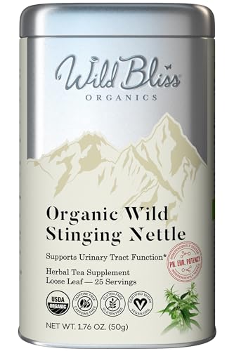 Wild Bliss Organic Wild Stinging Nettle Leaf Tea - Caffeine Free Loose Leaf Herbal Tea - 1.76 Oz -